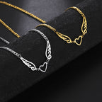 Hollow Heart Angel Wing Necklace
