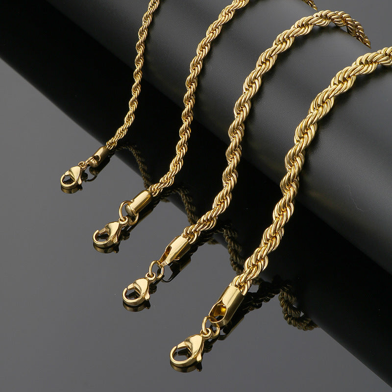 Stainless Steel Twisted Chain Men's