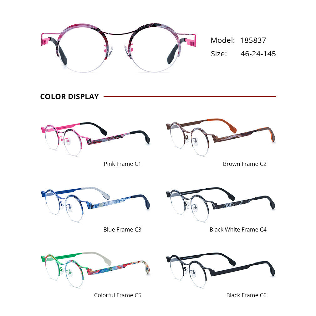 Women's Versatile Colored Ultra-light Pure Titanium Myopia Round Glasses