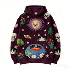 Mens Printed Sweatshirt With Hooded Pullover Style