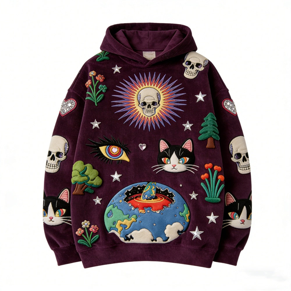 Mens Printed Sweatshirt With Hooded Pullover Style