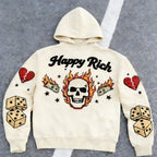 Mens Loose-Fit Printed Pullover Hoodie