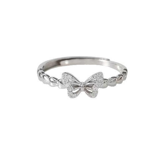 Butterfly Zircon Ring Womens Pinky Ring Niche Design Light Luxury