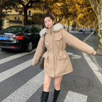 Damski stylowy casualowy luźny pikowany płaszcz bawełniany