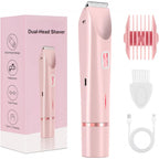 2 In 1 Hair Remover Women's Double Head Shaver Private Pubic Hair Trimmer Electric Razor Wet Dry Electric Body Hair