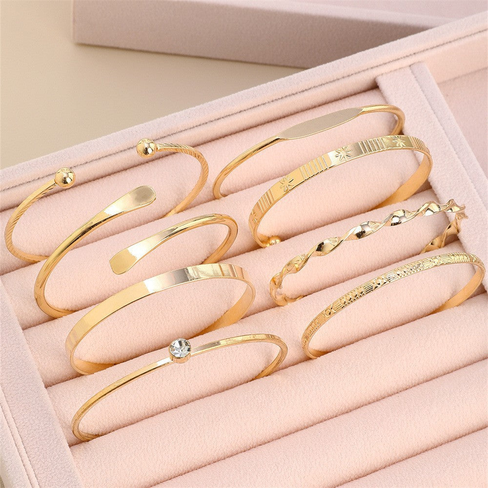 Womens Creative Geometric Zinc Alloy Bracelet Set