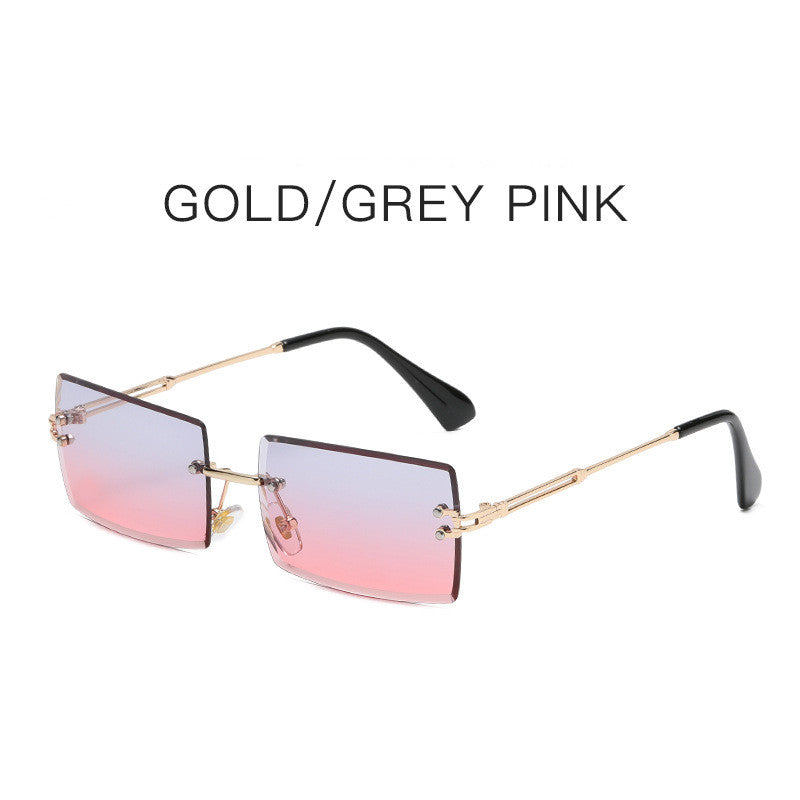 Fashion Frameless Trimmed Square Gradient Sunglasses