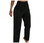 Womens High-Waisted Slimming Straight-Cut Casual Cropped Pants