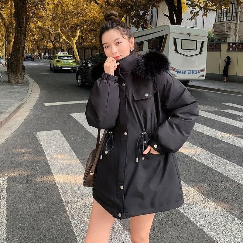 Damski stylowy casualowy luźny pikowany płaszcz bawełniany