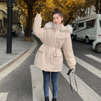 Damski stylowy casualowy luźny pikowany płaszcz bawełniany