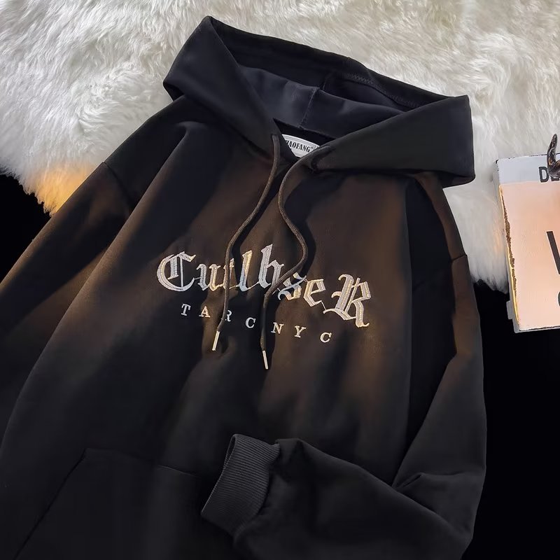 Premium Letter-Embroidered Hoodie For Men Versatile And Perfect For Couples