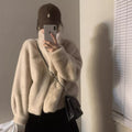 Womens Cropped Fur Trimmed Collar Coat