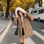 Damski stylowy casualowy luźny pikowany płaszcz bawełniany