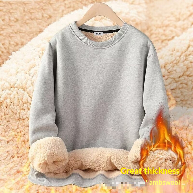 Mens Loose-fitting Versatile Extra-thick Crewneck Hoodie
