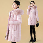 Womens Mid-Length, Loose-Fit Down Padded Jacket