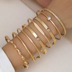 Womens Creative Geometric Zinc Alloy Bracelet Set