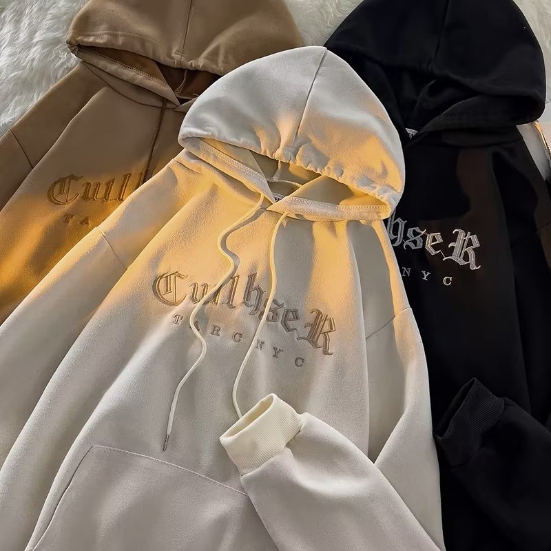 Premium Letter-Embroidered Hoodie For Men Versatile And Perfect For Couples