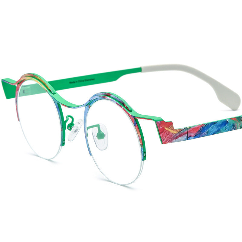 Women's Versatile Colored Ultra-light Pure Titanium Myopia Round Glasses