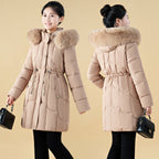 Womens Mid-Length, Loose-Fit Down Padded Jacket