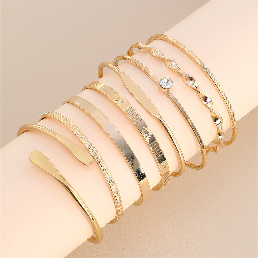 Womens Creative Geometric Zinc Alloy Bracelet Set