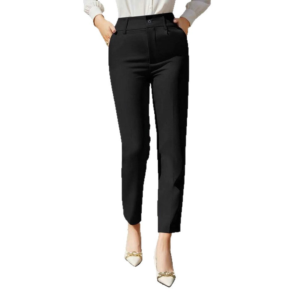 Womens Casual Suit Pants Straight-leg Cropped Trousers